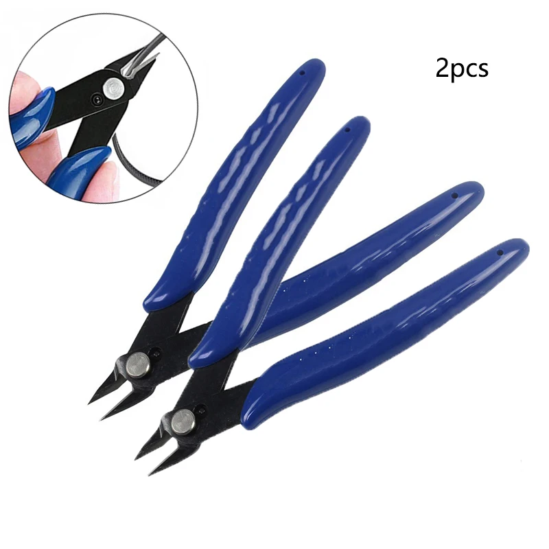 

2pc Pliers Electrical Wire Cable Cutters Cutting Side Snips Flush Pliers Nipper Anti-slip Rubber Mini Diagonal Pliers Hand Tools
