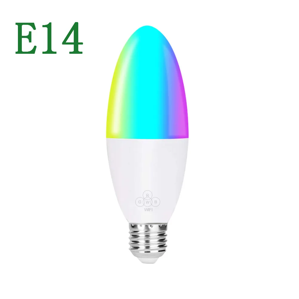E14 Умная свеча Wi-Fi лампа E14/E26/E27/B22 RGB лампа умная жизнь Голосовое управление 6 Вт светодиодные лампы, совместимые с Alexa/Google Home/IFTTT - Испускаемый цвет: E14