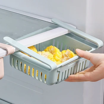 

Adjustable Kitchen Refrigerator Storage Rack Multifunction Fridge Freezer Shelf Holder Pull-out Drawer Organiser Space save