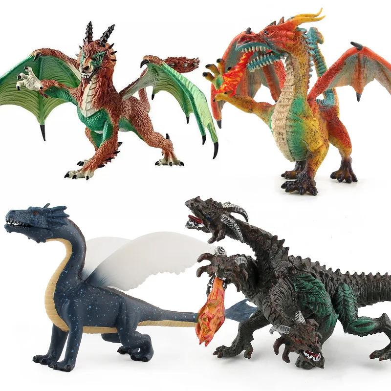 

Children Model Solid Dinosaur Dragon Model Wild Animal Plastic Variation Dragon a Dragon with Three Heads Toy Set Decoration
