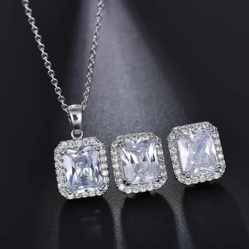 

ULEX 2020 New Fashion Micro Setting CZ Jewelry Luxury AAA+ Cubic Zirconia Necklace Pendant And Earring Set for Women