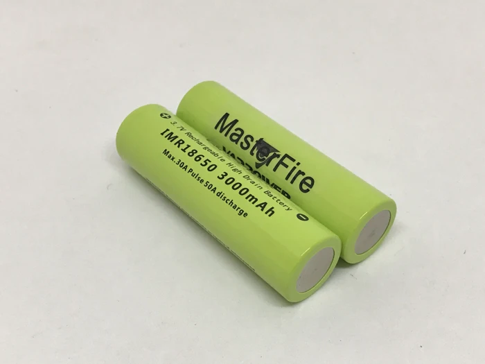 Оптовая продажа аккумуляторная батарея MasterFire IMR 18650 3000 мАч 3 7 В высокосливная 30A