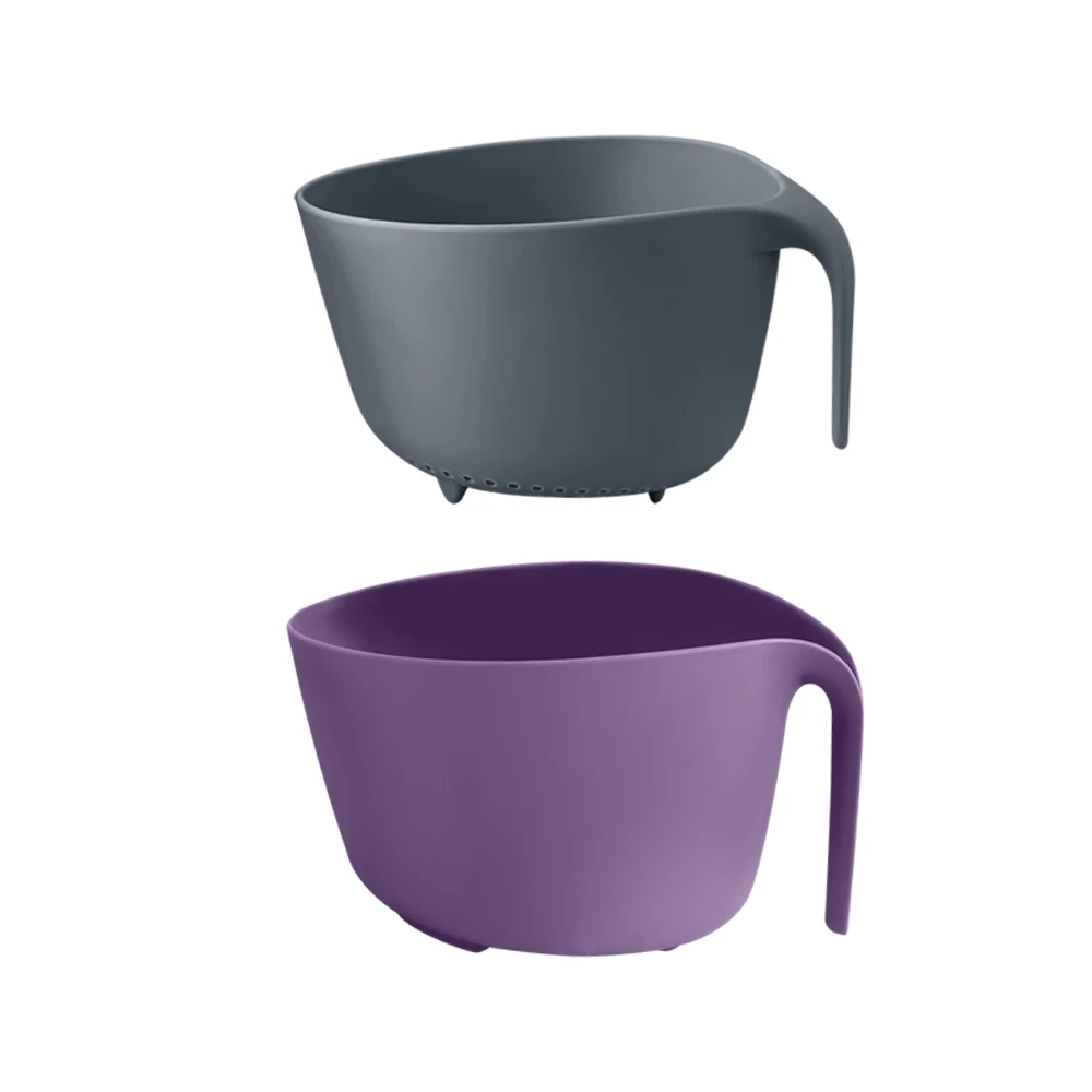 XYj ситечко для кухни, миска для лапши, овощей, дуршлаг для фруктов, двойная корзина для слива, высокое качество, дуршлаг для мытья, кухонные инструменты - Цвет: black purple