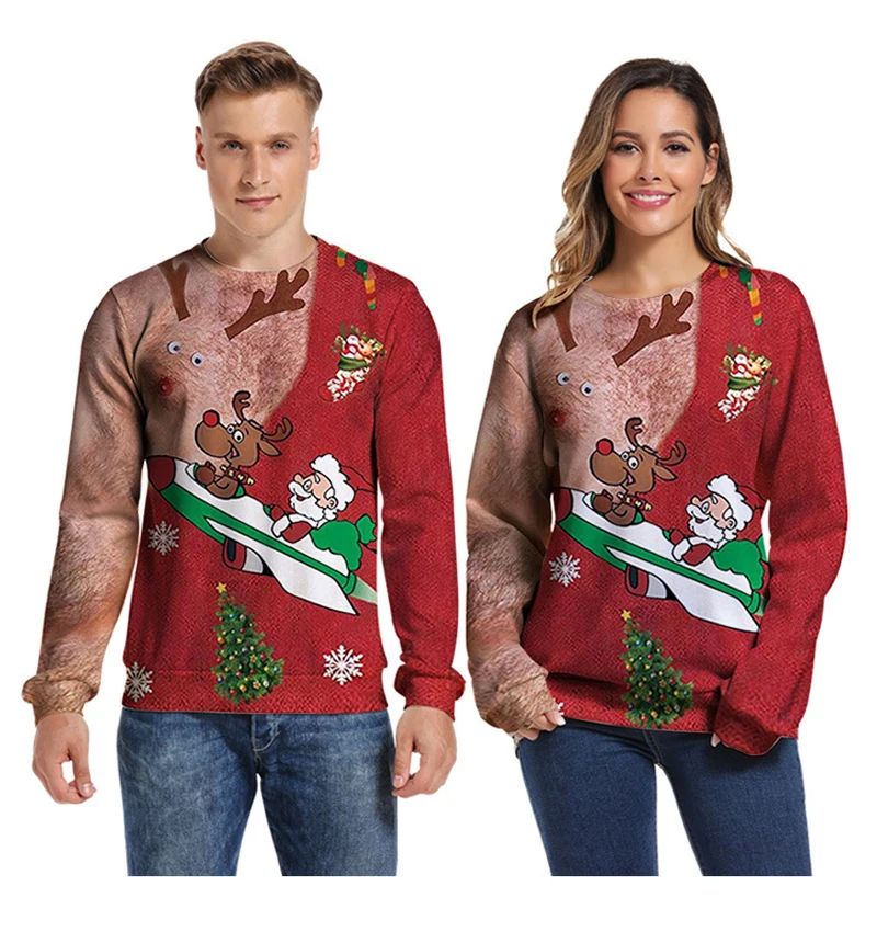 Уродливый Рождественский свитер для женщин/мужчин Kersttrui Pull De Noel Свободный пуловер 3D мультфильм косплей Зимние Топы Одежда Джерси Mujer