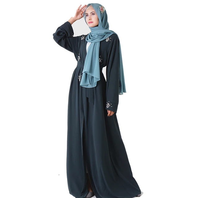 Diamonds Muslim Open Abaya Kimono Robe Dubai Hijab Dress Kaftan Turkey Abayas For Women Caftan Oman Islamic Prayer Clothes Ropa 2