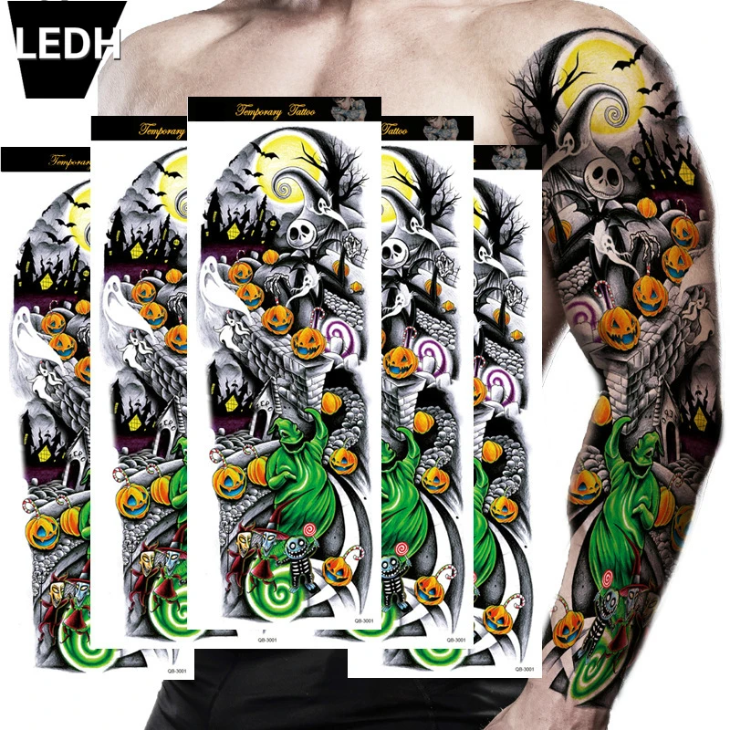 

LEDH Waterproof Womens Temporary Tattoos Tattoo Large Arm Sleeve Tattoo Totem Waterproof Fake Tatoo Men Makeup Accessories