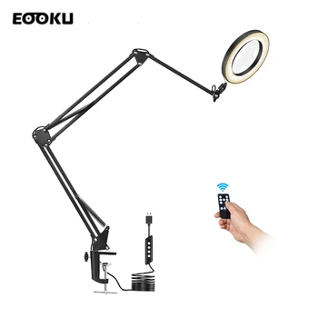 

EOOKU 8W Table Lamp Table Lamp LED Three-section Flexible Handle 3-color 5x Magnifying Glass Reading Work Repair Welding