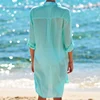 Beach dress shirt Cover-up 2022 Swimwear Women White Beach Tunics plus size cover ups Bikini Cover up Sarong Swimsuit Cover upS ► Photo 2/6