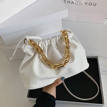 

Leisure Chain Candy Color Cloud Bags For Women Solid Color PU Leather Crossbody Bags Lady 2020 Summer Travel Shoulder Handbags