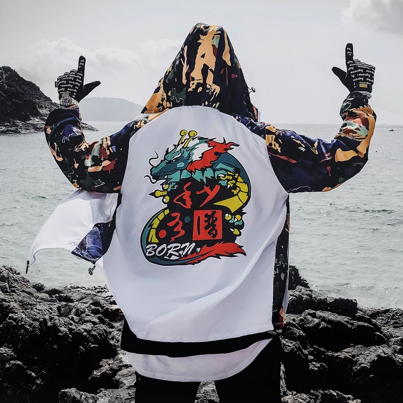 Dragon Bomber Jacket Men Outwear 