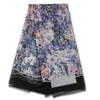 

NIAI High Quality 2018 Latest 3D Big Flowers French Lace Tulle Net Fabric African Lace Embroidery Tulle Lace Dress X3514B-1