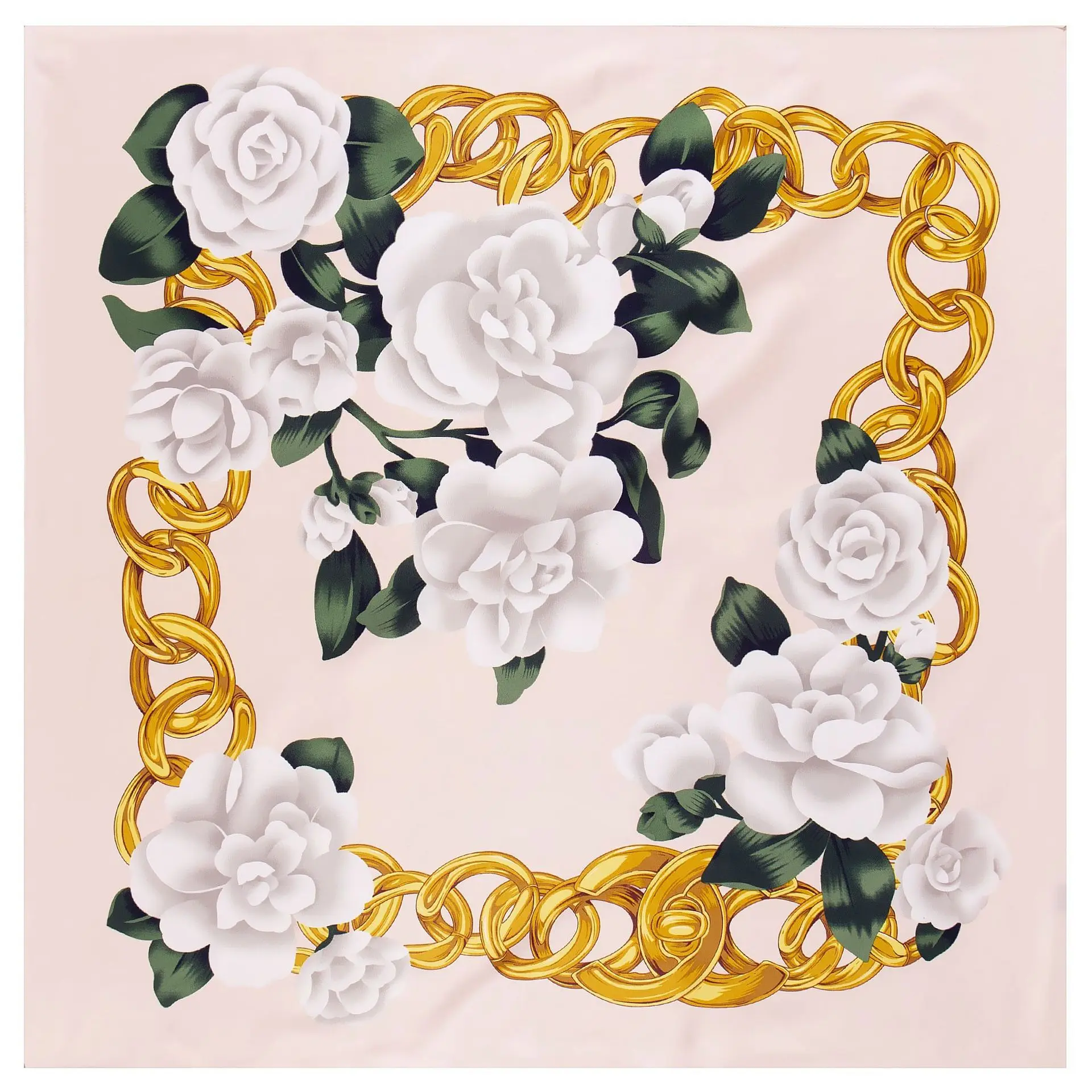  100cm Gold Chain Winter Scarf Women Luxury Brand Rose Square Scarf New Design kerchief Handkerchief