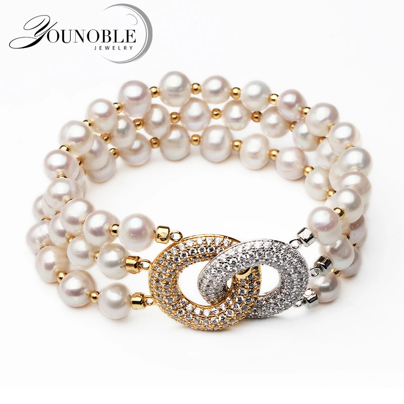 Bracelet Perles D'eau Douce Rose Et Argent - Bijou Femme Plaqué Or Blanc - GEM-inside