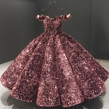 Dubai Bean Rosa Off Schulter Luxus Abendkleider 2020 Pailletten Sparkle Ankle Länge Formale Kleid Ruhigen Hill HA2093