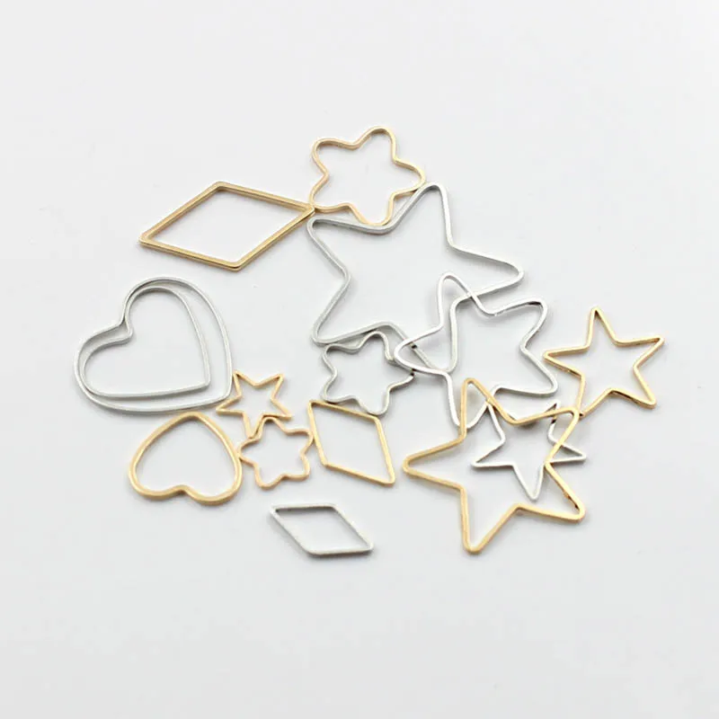 

20Pcs/lot Copper (NOT IRON) Geometric Heart Star Triangle Circles Charms DIY Earrings Base for Jewelry Earrings Making Finding