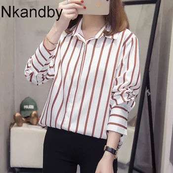 

Plus Size Stripe Womens Tops and Blouses 2020 Autumn Modis Tunic Loose Long Sleeve Laides Shirts oversize Cardigan Blusa Female
