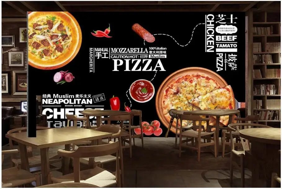 

3d wallpaper custom photo Retro nostalgic western food pizza dining decor living room 3d wall murals wallpaper for walls 3 d