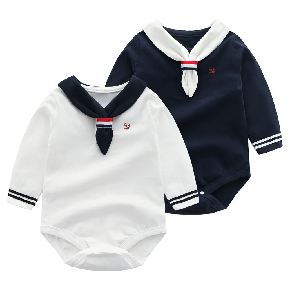 

Childrenswear New Style Triangular Long Sleeve Cute Men And Women Baby Navy Style Crawling Clothes Infants out Clothes Bh6106