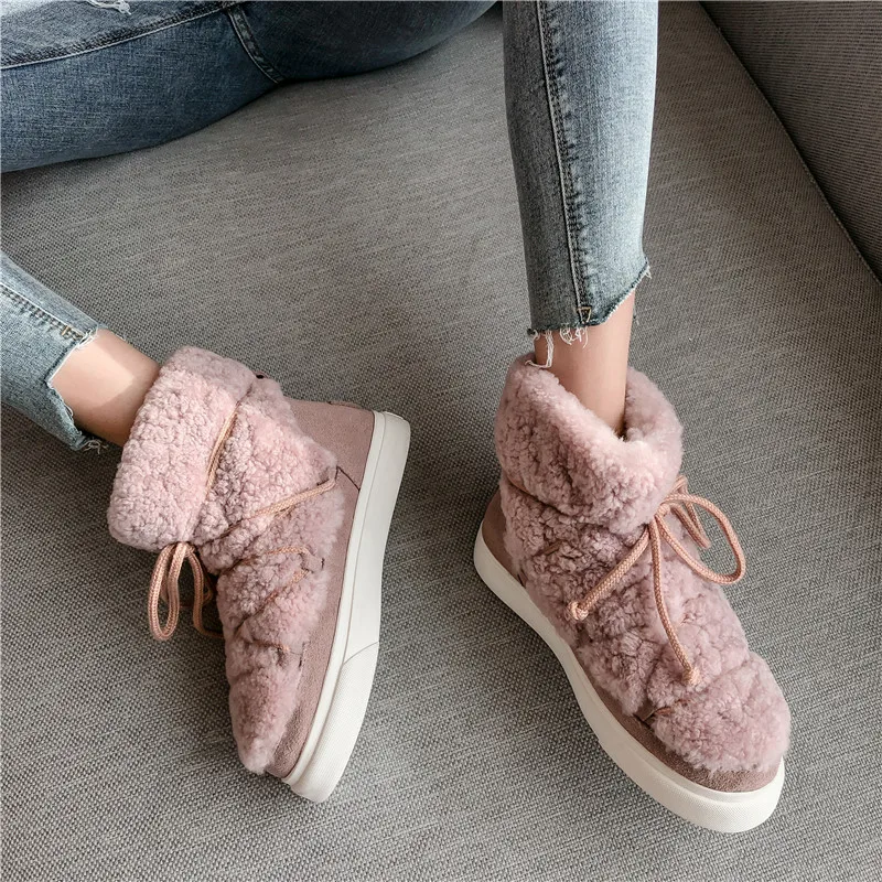 FEDONAS Sweet Women Wool Cow Suede Ankle Boots Female Big Size Snow Boots Dancing Casual Shoes Woman Newest Flats Platform