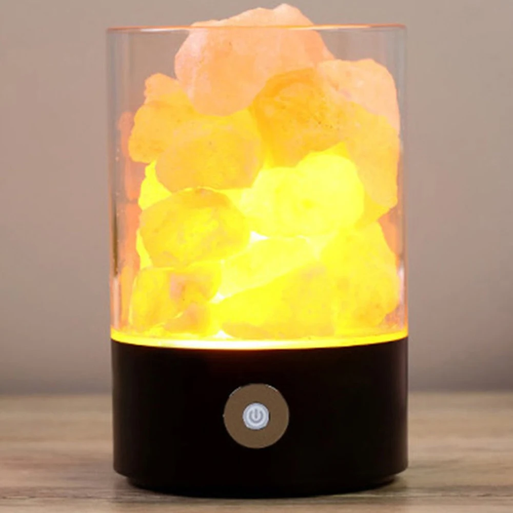USB Himalayas Salt Crystal Rock Lamp Good For Health Small Mineral Negative Ionic Stone Lava Salt Night Light For Bedroom Light 1