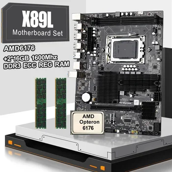 

AMD G34 Socket Motherboard set with 2 * 16gb =32GB DDR3 1600mhz Memory and AMD Opteron 6176 with 12 core cpu