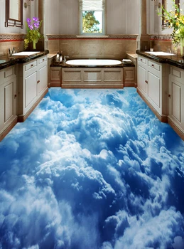 

[Self-Adhesive] 3D Blue Sky And White Clouds 5435 Floor Wallpaper Mural Wall Print Decal Wall Murals