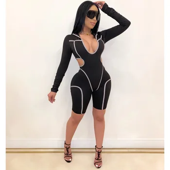 

2020 New Summer Women's Bodycon Rompers Casual Active Playsuit Stripe Suit Up Jumpsuits Bodysuit Shorts Sexy Hottie Jumpsuits