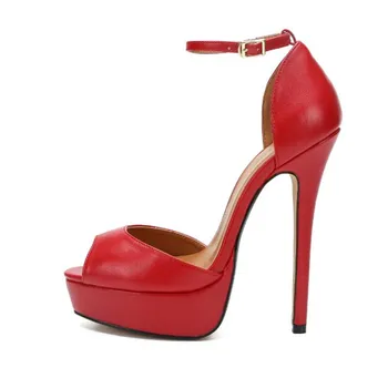 

New pattern Superior quality Europe and America shoes woman 16CM stiletto Peep Toe Nightclub Extra large code 40-47 48
