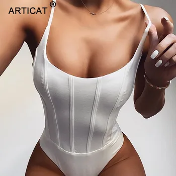 

Articat Sexy Modeling Strap Bodysuit Women Spaghetti Strap Scoop Collar Romper Basic Female Jumpsuit 2020 Summer Clothes