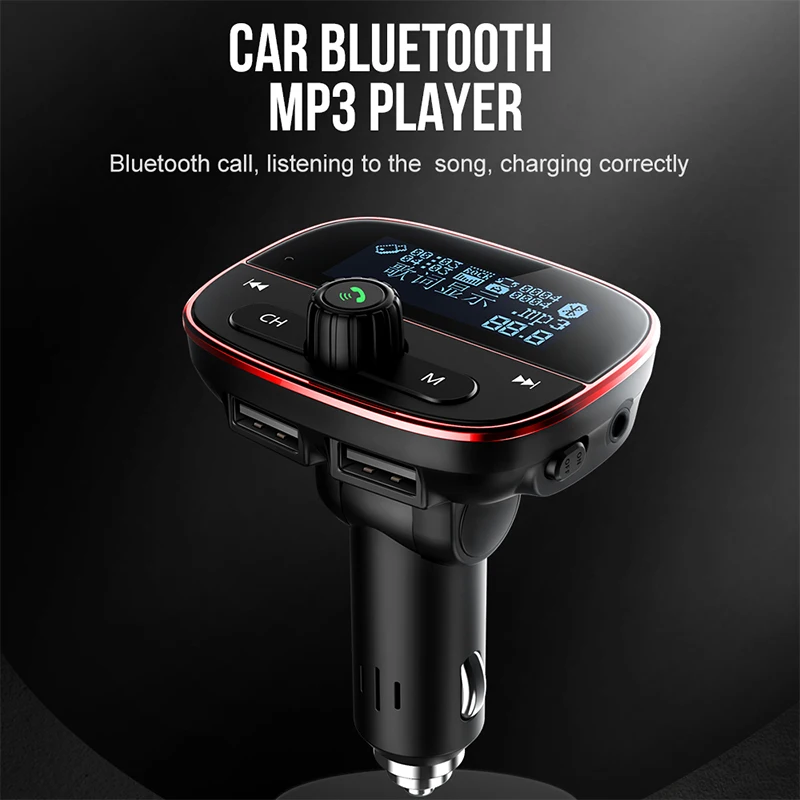 

Dual USB Bluetooth Fm Transmitter Handsfree Charger Bluetooth Car Kit Smart Lyrics Display 3.1A Car Bluetooth