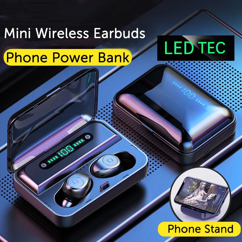 Mini TWS Wireless Bluetooth Earphone Noise Cancelling Stero Earbuds Two Headphones Headset 1200mah Power Bank with Microphone Mini TWS Wireless Bluetooth Earphone Noise Cancelling Stero Earbuds Two Headphones Headset 1200mah Power Bank with Microphone