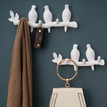 

Decorative Wall Mounted Coat Rack Birds On Tree Branch Hanger for Coats Hats Keys Towels Organizer Clothes Storage Decor Hangers
