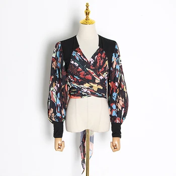 

EXCELLENT QUALITY 2020 Designer Stylish Tops For Women Floral Print Drape Blouse Top