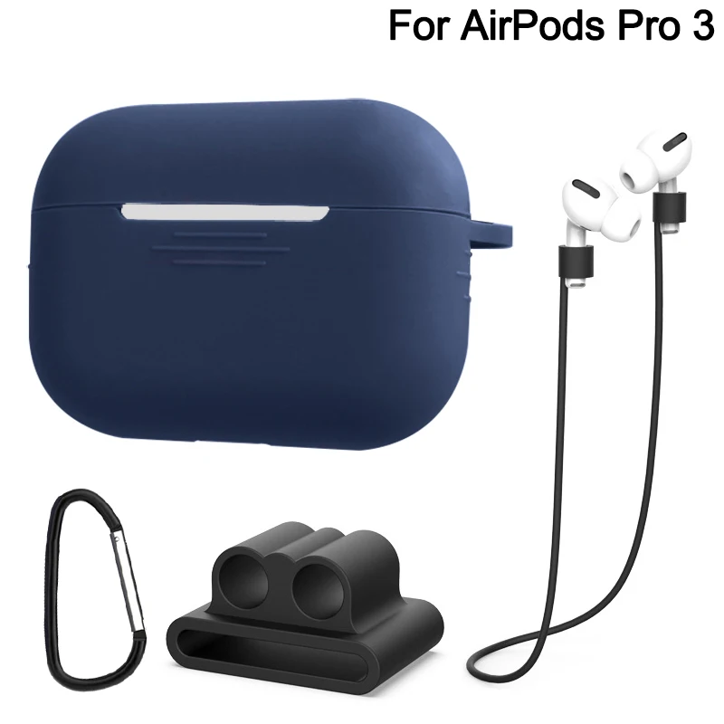 7 шт./компл. идеальный чехол для airpods 2 для airpods pro 3 Earpods чехол для IPad air стручки pro funda для airpod Чехол чехол Аксессуары - Цвет: 3 Dark blue Set