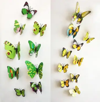 

Drop Shipping 12pcs PVC 3d Butterfly Wall Decor Cute Butterflies Wall Stickers Art Decals Home Decoration Room Wall Art