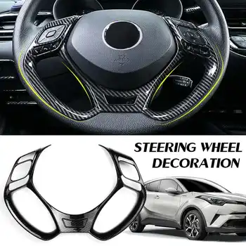 

Carbon Fiber Styling Car Steering Wheel Trim Car Interior Steering Wheel Button Decor Appliance For Toyota C-HR CHR 2016-2019