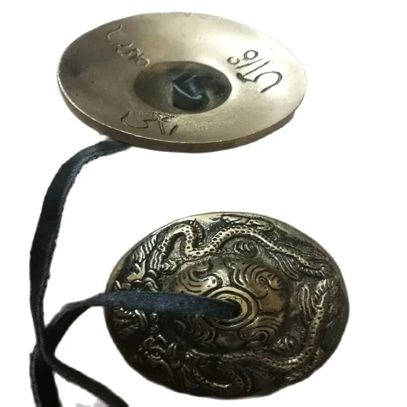 

China Folk Tibetan Buddhism Old Beautifully Copper Cymbal Shaman Exorcism