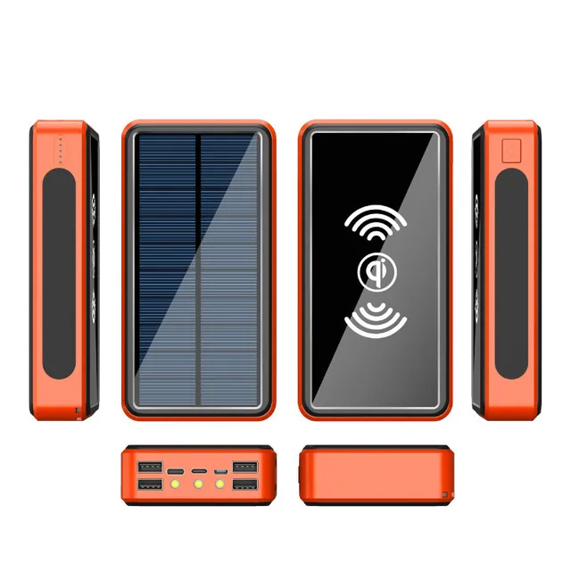 Wireless Solar 80000mAh Power Bank Portable Charger Four USB Large Capacity LED Lighting Power Bank Wireless Charging for Xiaomi anker powercore 20000 Power Bank