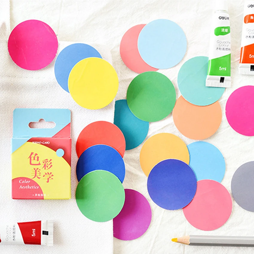 46pcs/box Cute Color aesthetics Diary Mini Paper Label Stickers Scrapbooking Decorative Sticker DIY Stationery | Канцтовары для