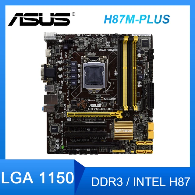Placa base LGA 1150 ASUS H87M-PLUS DDR3, 32GB, Intel H87, PCI-E 3,0, SATA  III, USB3.0, para Core, i3-4160T, i3-4350, CPU - AliExpress