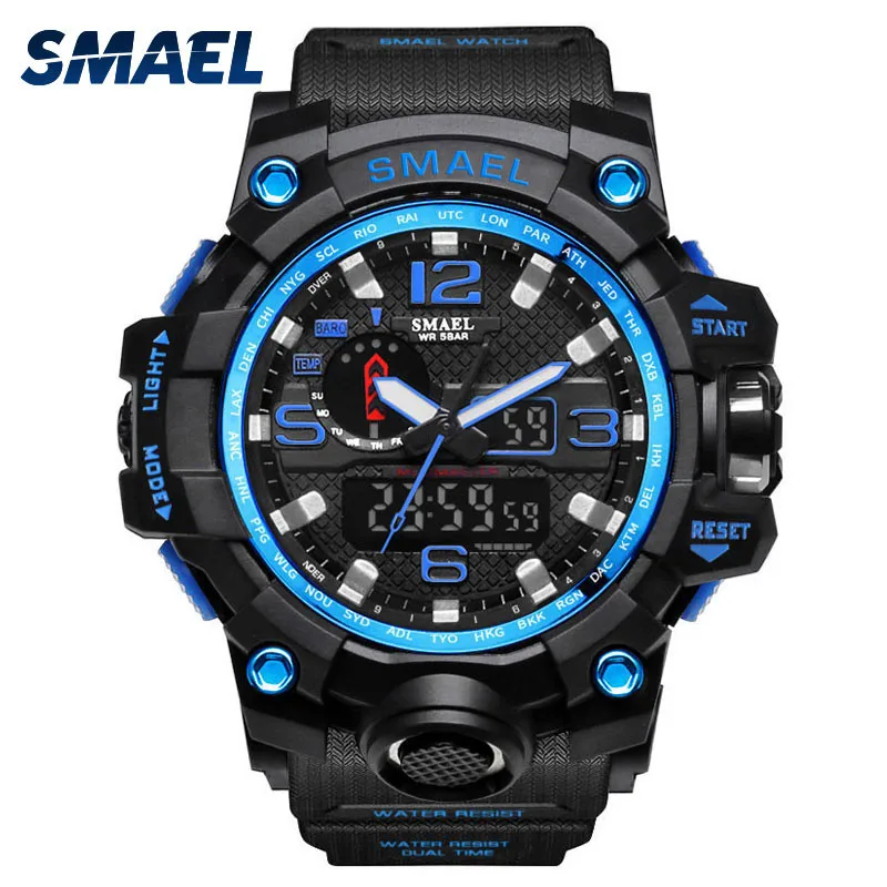 Часы мужские профессиональные военные спортивные часы цифровой светодиодный армейские часы для дайвинга мужские модные повседневные электронные наручные часы Relojes - Цвет: Blue