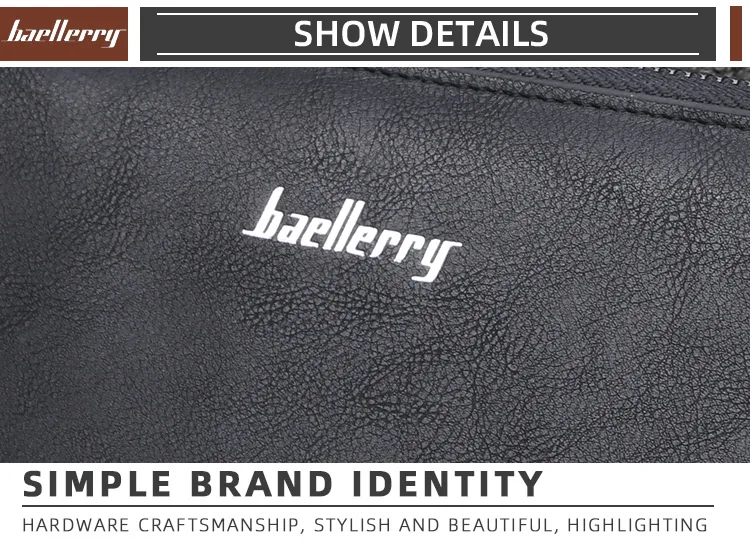 Деловой бренд Baellerry, длинный мужской кошелек, двойная молния, кошельки из искусственной кожи, кошелек для мужчин, клатч, мужской держатель для карт, сумка для телефона