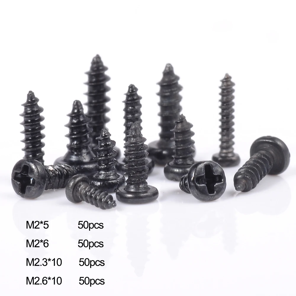 

200pcs Cross Recessed Pan Head Tapping Screws Set M2 M2.3 M2.6 Round Mini Screw Electric Philips Wood Screw Set