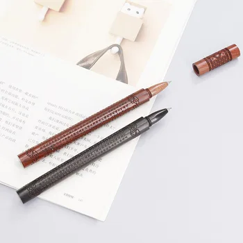 

JNMZAUM solid wood staionery roller pen school and office pens promotion gift classical engraved calligraphy brown black color