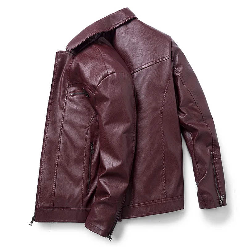 

New Style Spring And Autumn Handsome Locomotive Leather Jacket Korean-style Slim Fit Trend Casual Stand Collar Coat