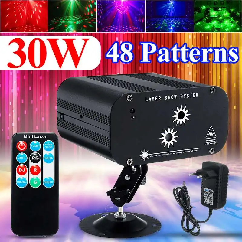 

Smuxi 48 Pattern Sound Activated Disco Party Lights Strobes Light 30W RGB LED Lights For Christmas Home KTV Wedding Show