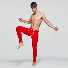 Мужские теплые штаны плюс бархатные модные хлопковые мужские кальсоны сексуальное нижнее белье Обтягивающие Леггинсы кальсоны