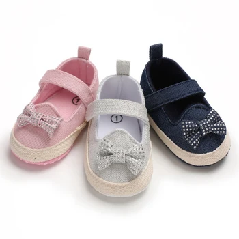 

Newborn Baby Girls Shoes Baby Girl Breathable Anti-Slip Shoes With Bowknot Casual Walking Shoe Toddler Soft Soled First Walkers