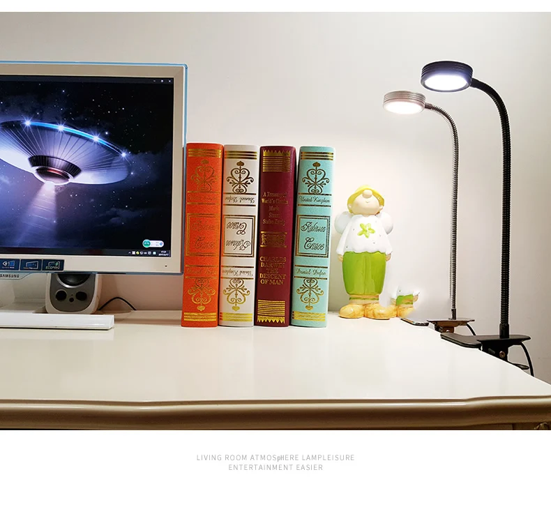  LED desk lampclamp reading lamp 30/40/50cm 5W Flexible led table light high brightness clip spot la