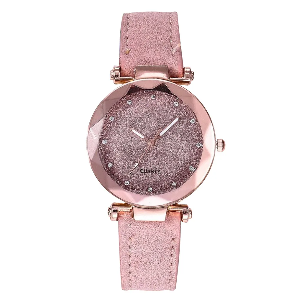 Роскошные часы для женщин Женская мода корейский стразы розовое золото наручные часы Relogio Feminino кварцевые часы женский ремень Reloj Mujer - Цвет: Розовый